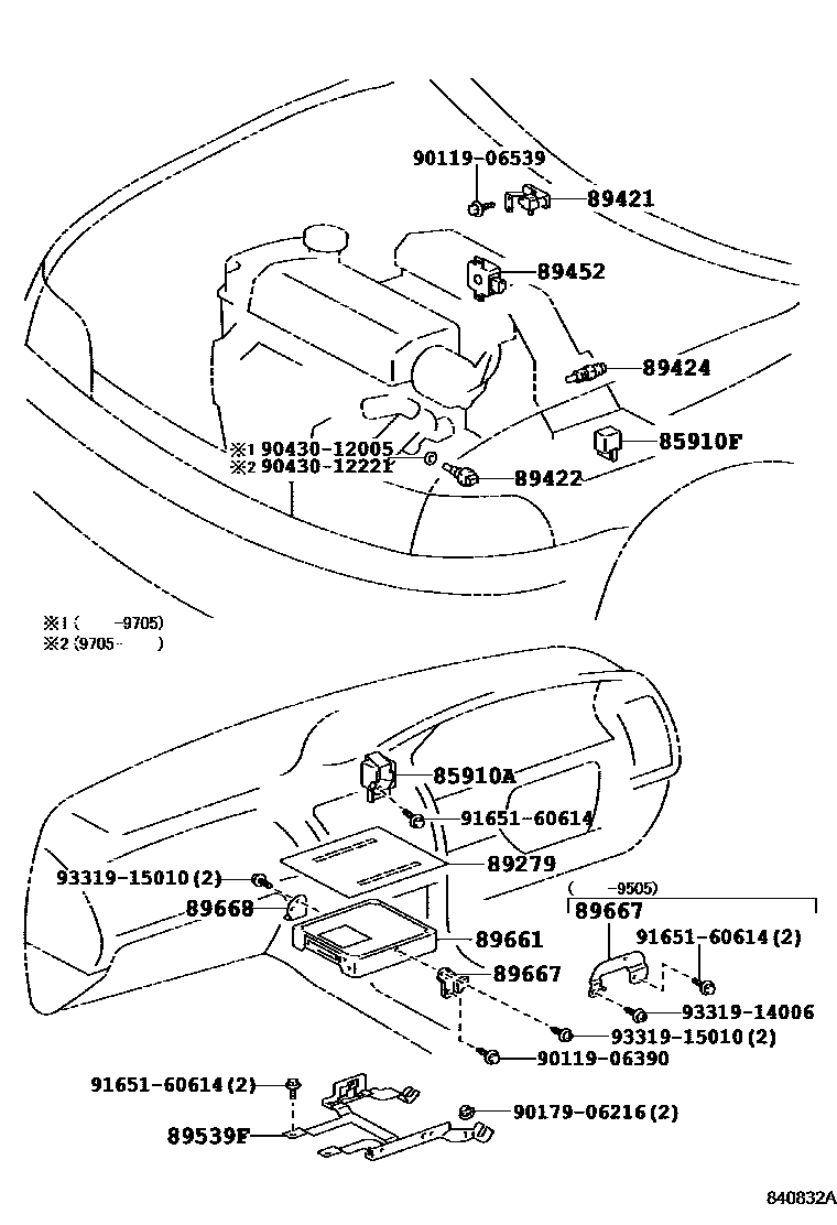 Toyota COROLLA 电子燃油喷射系统 EPC diagram — 840832A