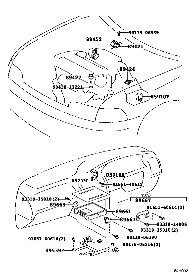 Toyota COROLLA 电子燃油喷射系统 EPC diagram — 84H092