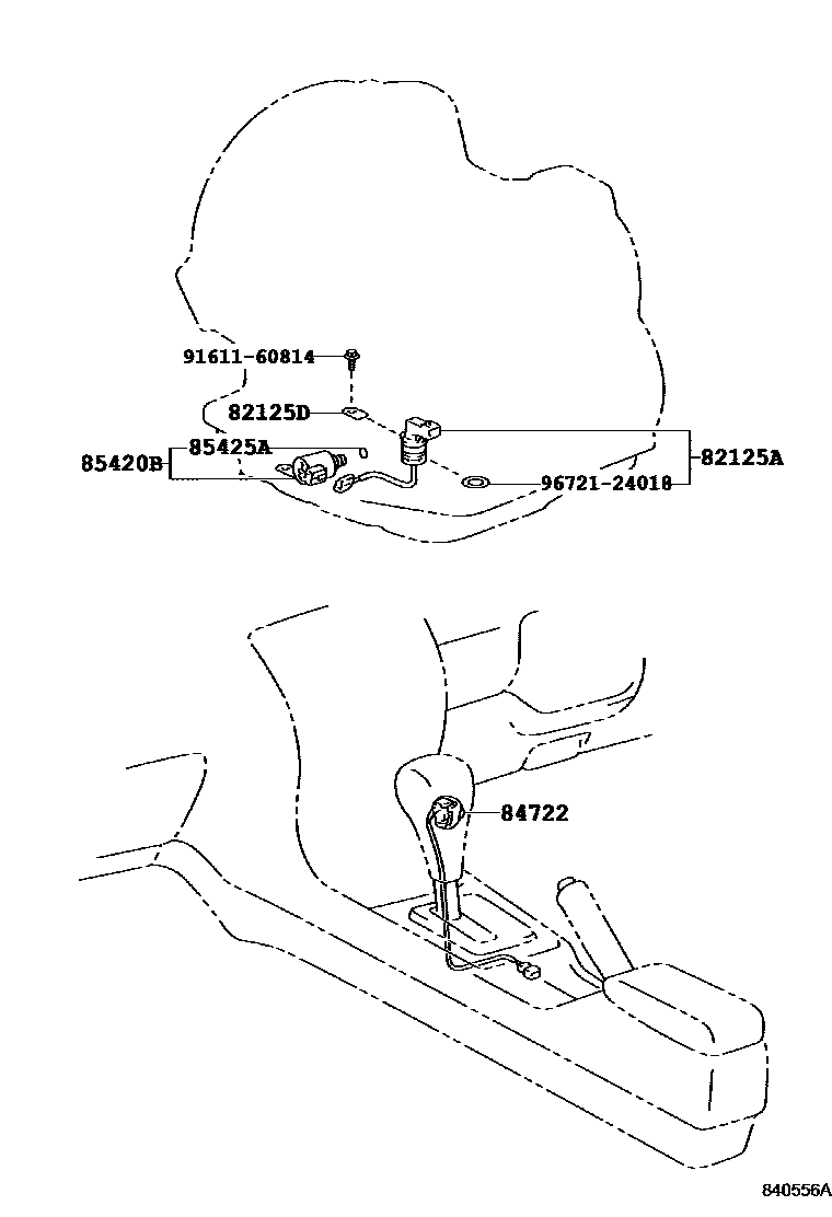 Toyota COROLLA 超速档和电子控制变速器 EPC diagram — 840556A