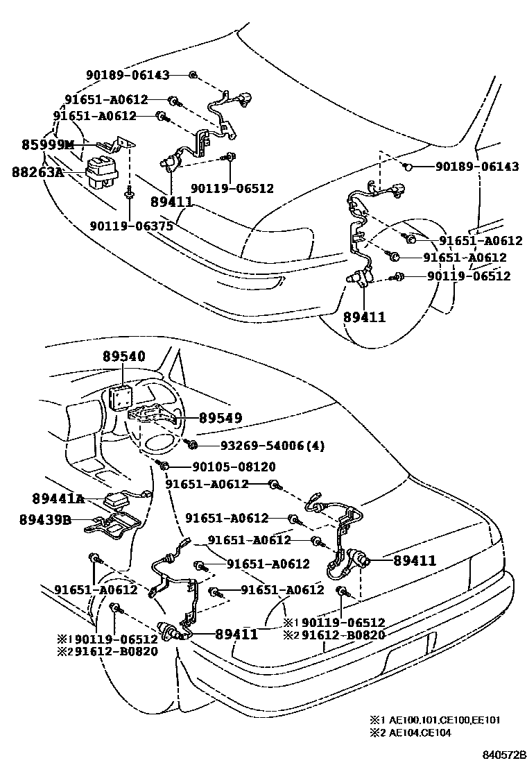 Toyota COROLLA ABS 和 VSC EPC diagram — 840572B