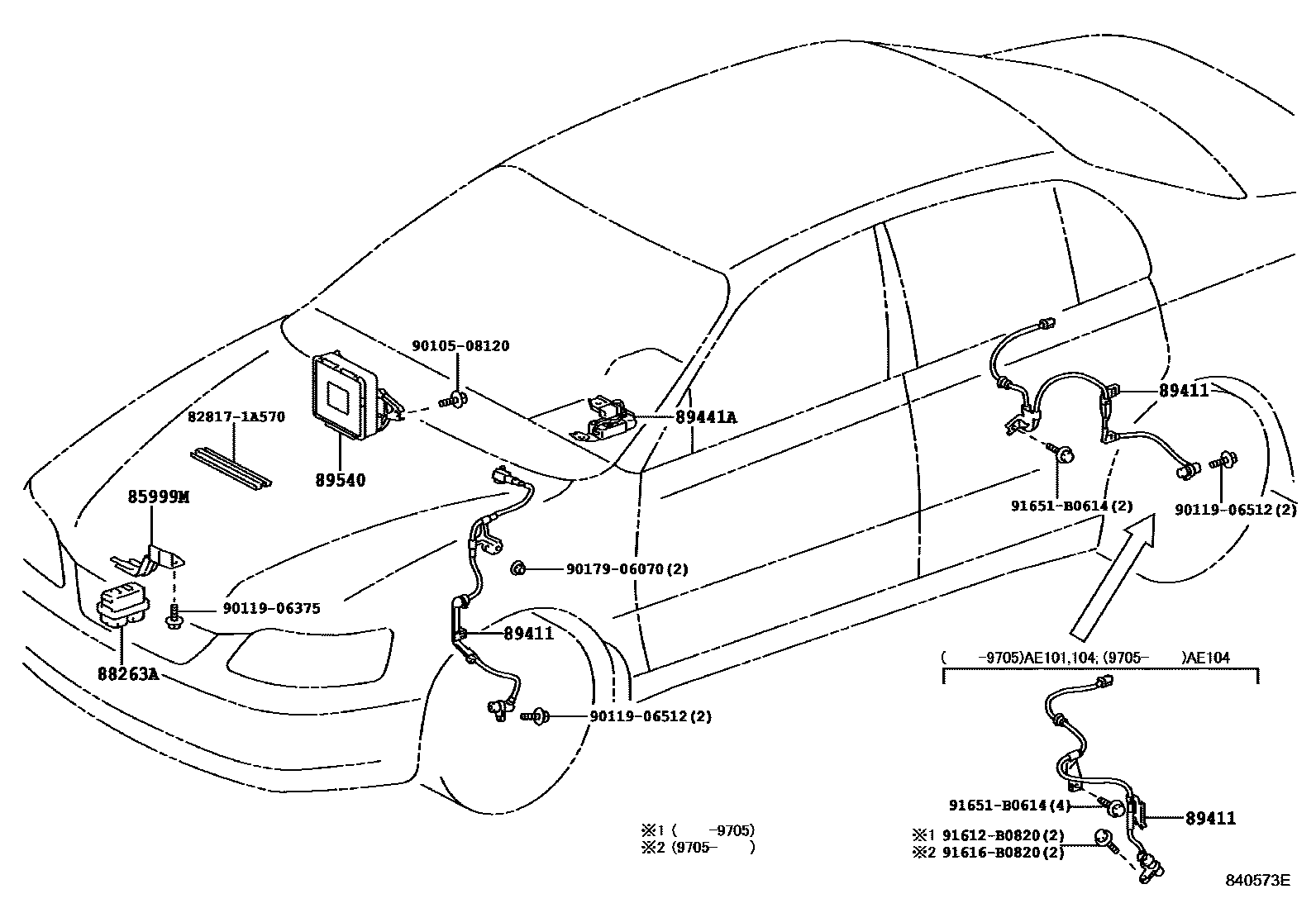 Toyota COROLLA ABS 和 VSC EPC diagram — 840573E