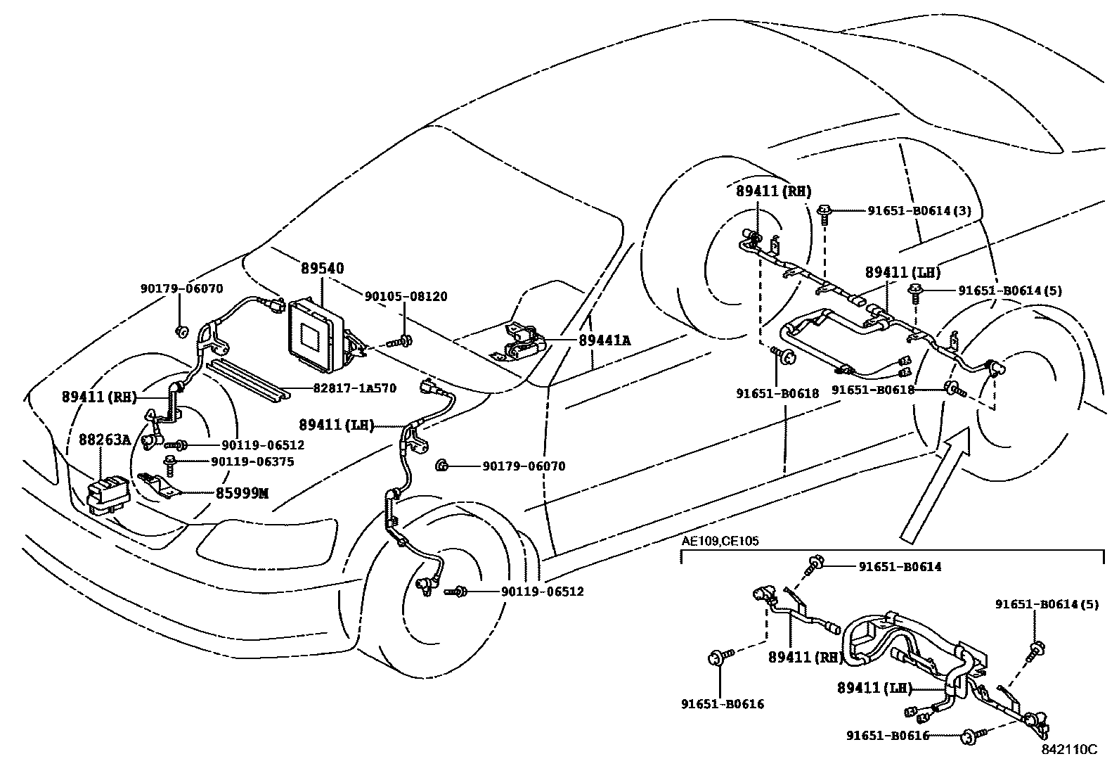 Toyota COROLLA ABS 和 VSC EPC diagram — 842110C