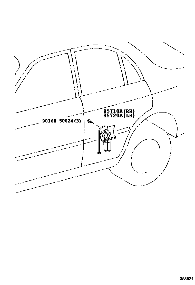 Toyota COROLLA 车门电机和车门电磁阀 EPC diagram — 853534