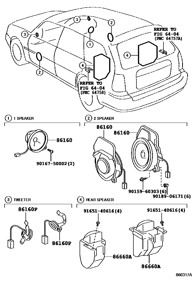 Toyota COROLLA 扬声器 EPC diagram — 860317A