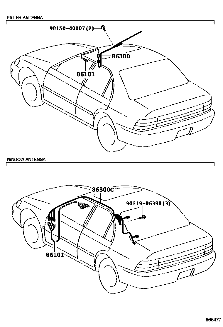Toyota COROLLA antenna EPC diagram — 866477