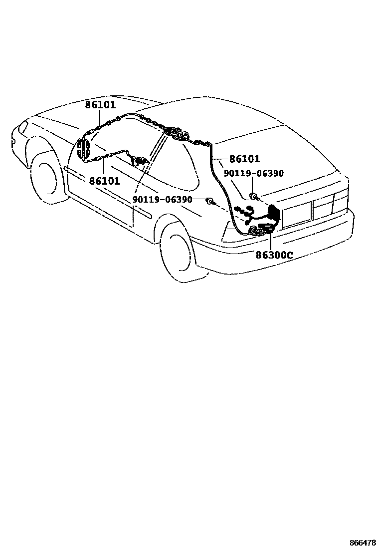 Toyota COROLLA antenna EPC diagram — 866478