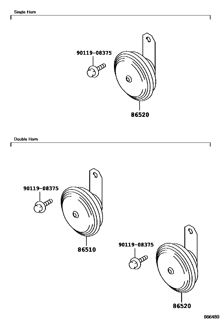 Toyota COROLLA 喇叭 EPC diagram — 866480