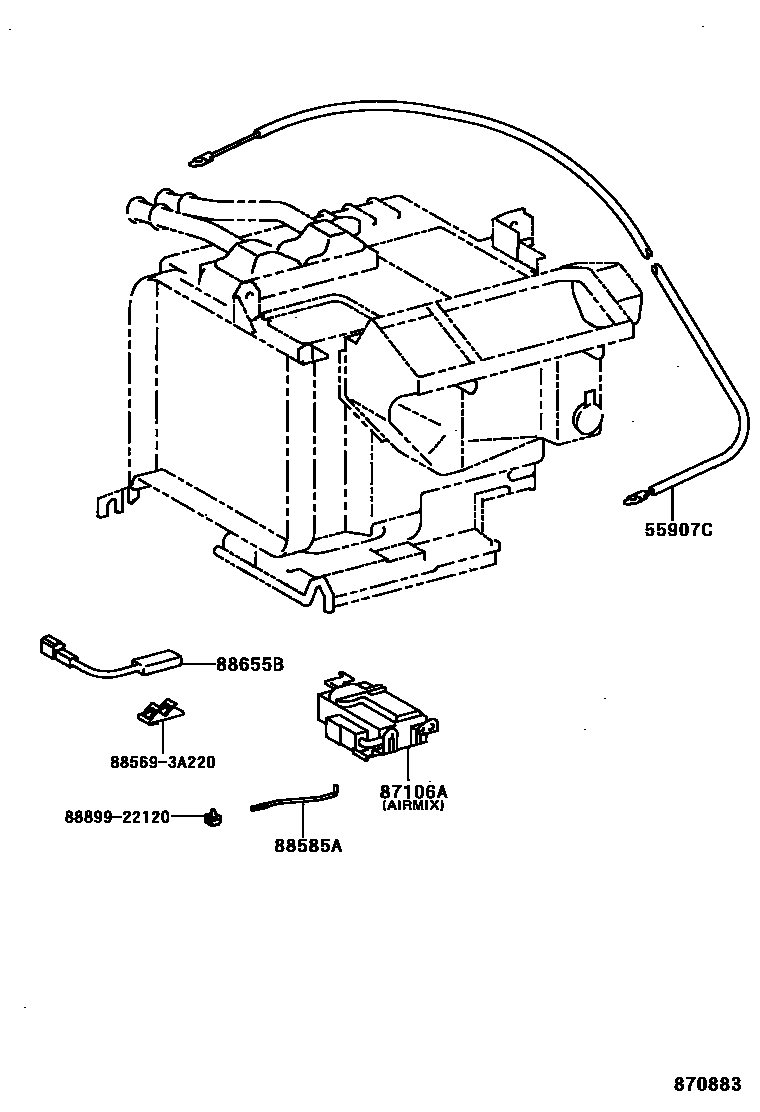 Toyota COROLLA 暖风和空调系统 - 加热装置和鼓风机 EPC diagram — 870883
