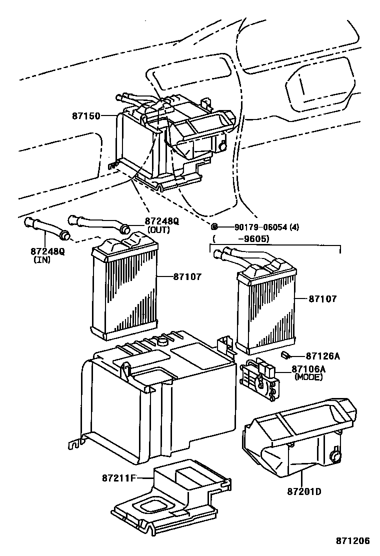 Toyota COROLLA 暖风和空调系统 - 加热装置和鼓风机 EPC diagram — 871206