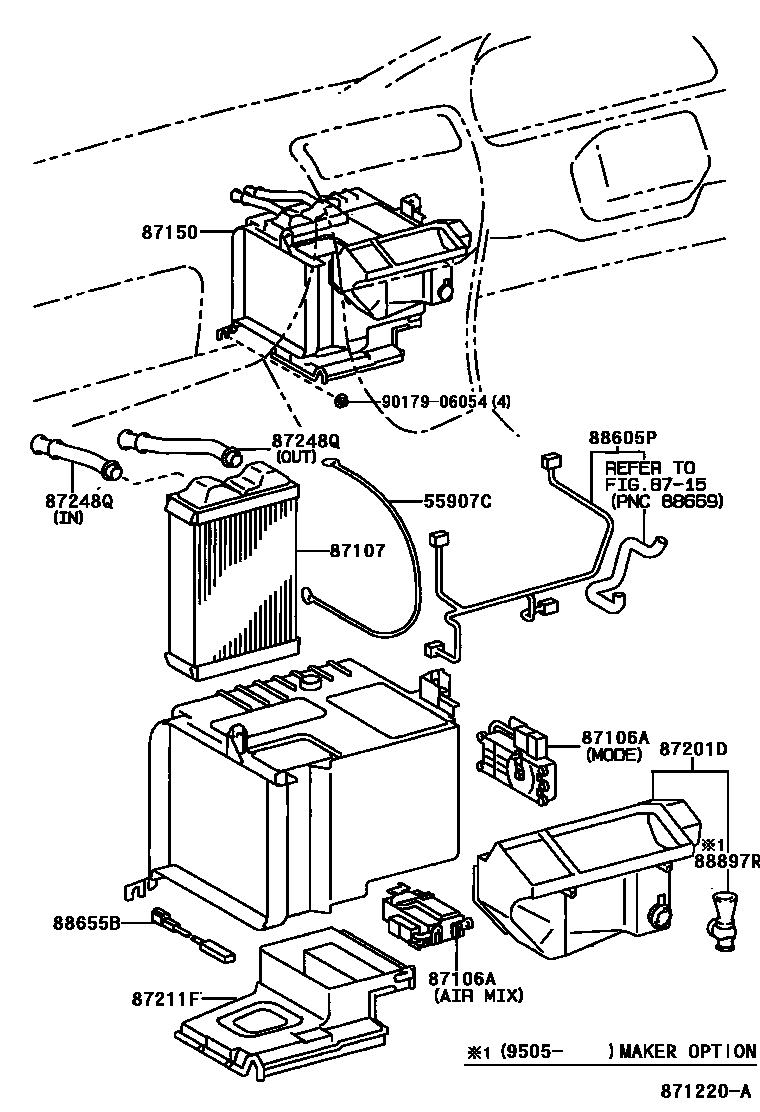 Toyota COROLLA 暖风和空调系统 - 加热装置和鼓风机 EPC diagram — 871220A