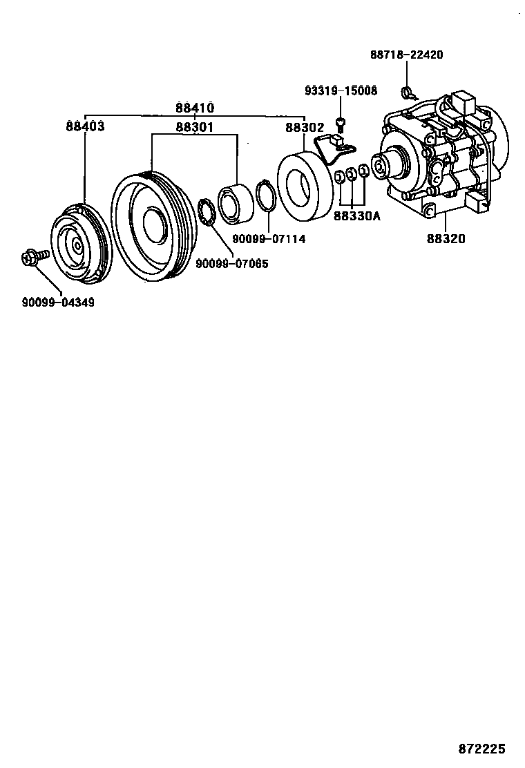 Toyota COROLLA Heating & Air Conditioning - Compressor EPC diagram — 872225