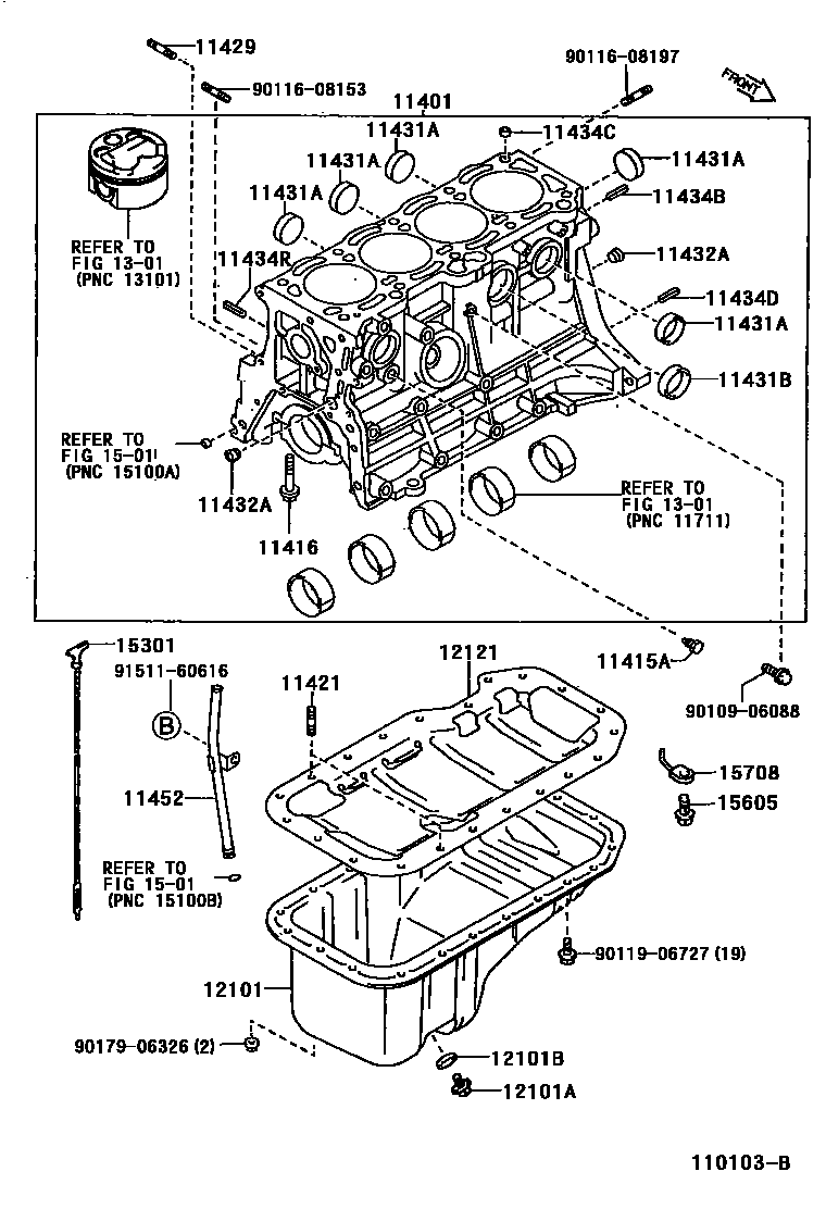 Toyota COROLLA Cylinder Block EPC diagram — 110103B