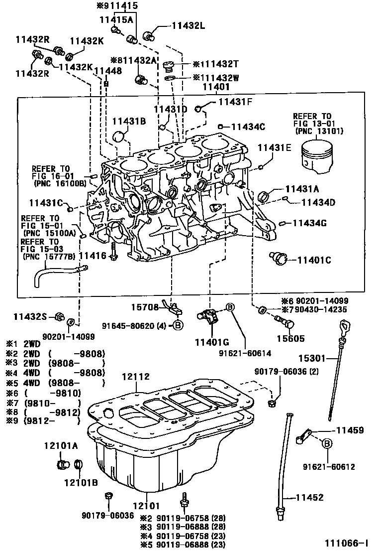 Toyota COROLLA Cylinder Block EPC diagram — 111066I