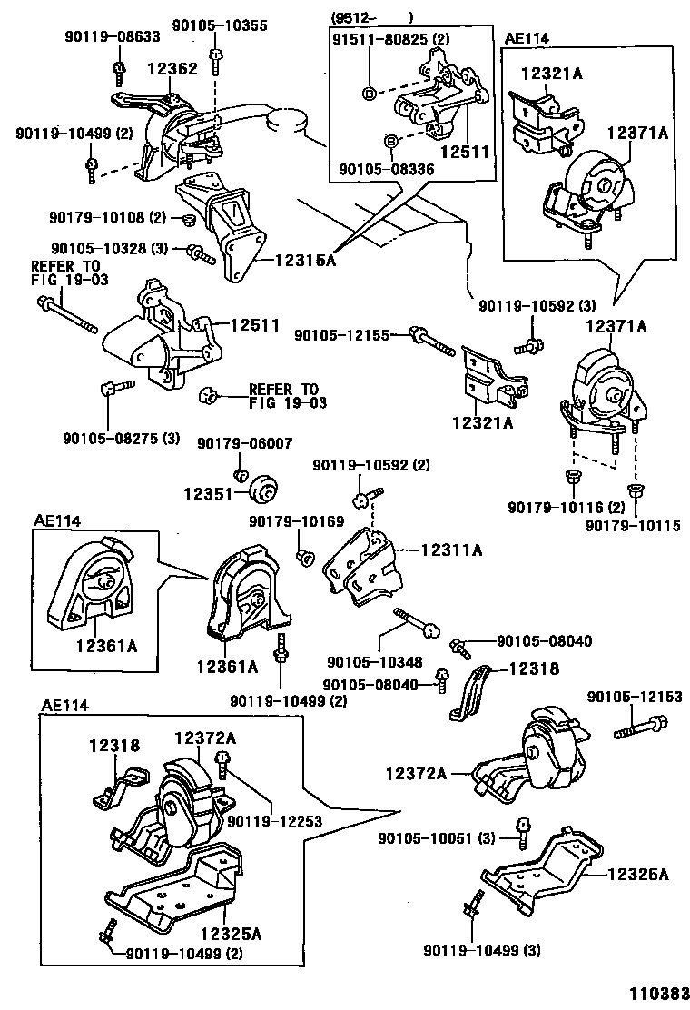 Toyota COROLLA Engine Mounting EPC diagram — 110383