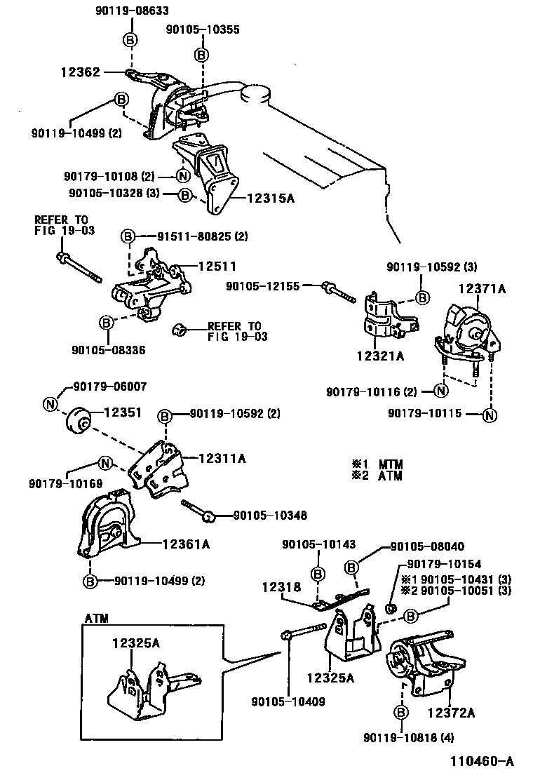 Toyota COROLLA Engine Mounting EPC diagram — 110460A