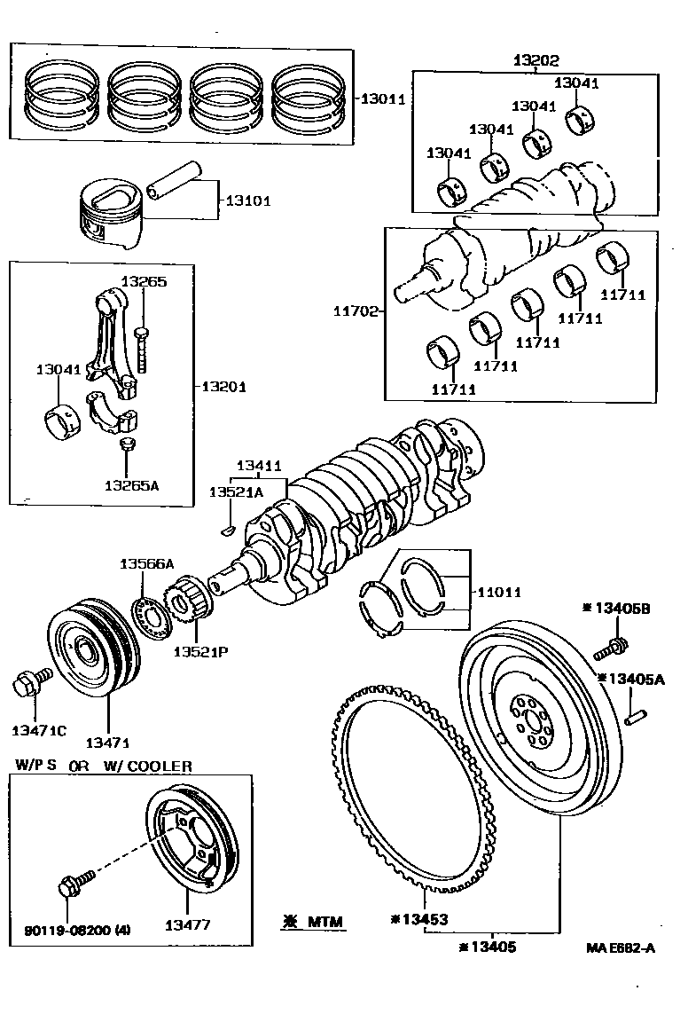 Toyota COROLLA Crankshaft & Piston EPC diagram — MAE682A