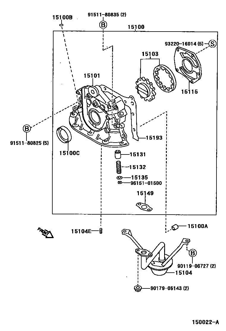Toyota COROLLA Engine Oil Pump EPC diagram — 150022A
