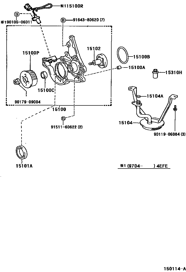 Toyota COROLLA Engine Oil Pump EPC diagram — 150114A