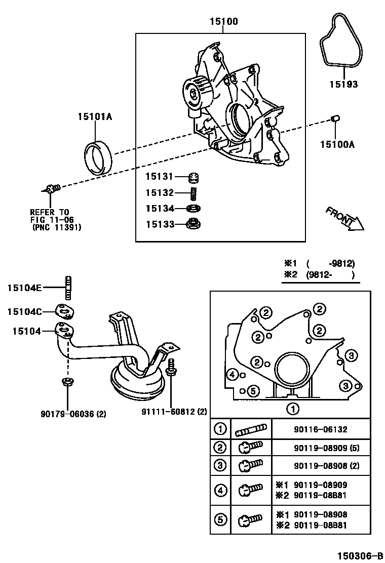 Toyota COROLLA Engine Oil Pump EPC diagram — 150306B