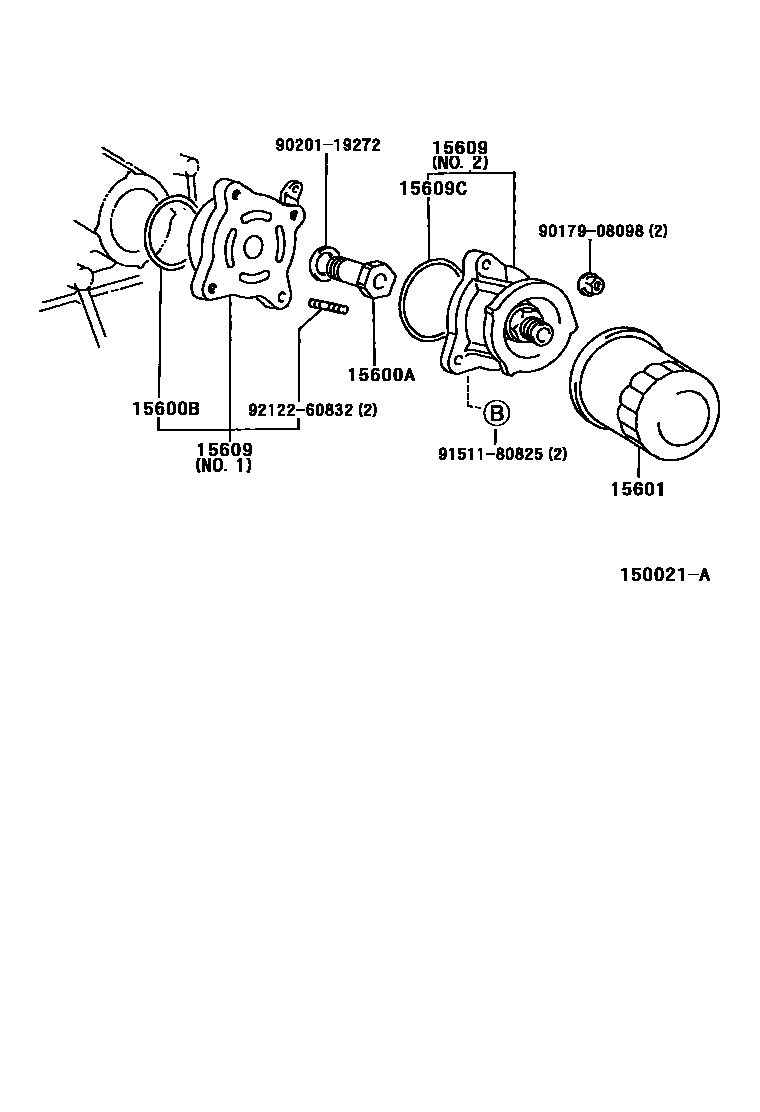 Toyota COROLLA Oil Filter EPC diagram — 150021A