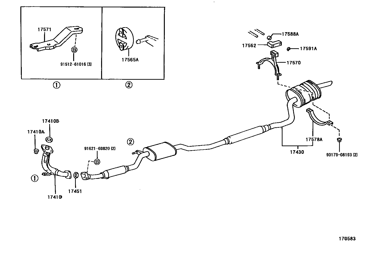 Toyota COROLLA Exhaust Pipe EPC diagram — 170583