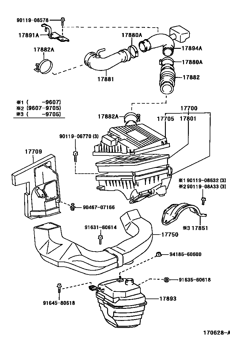 Toyota COROLLA Air Cleaner EPC diagram — 170628A