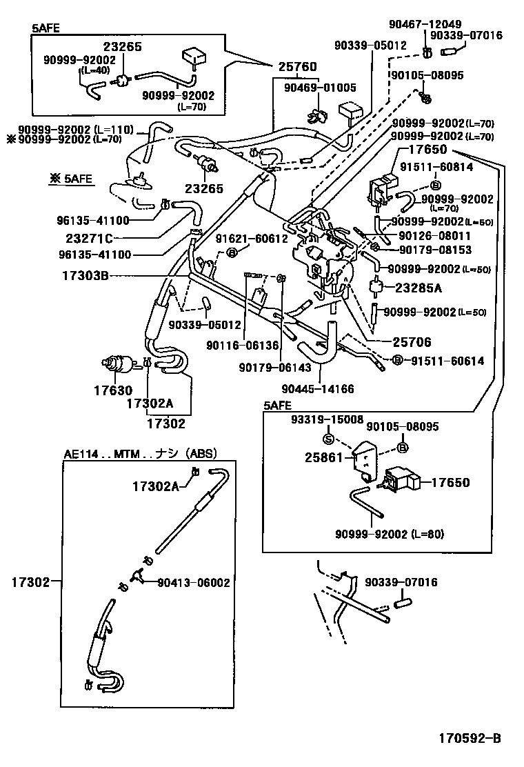 Toyota COROLLA vacuum tube EPC diagram — 170592B