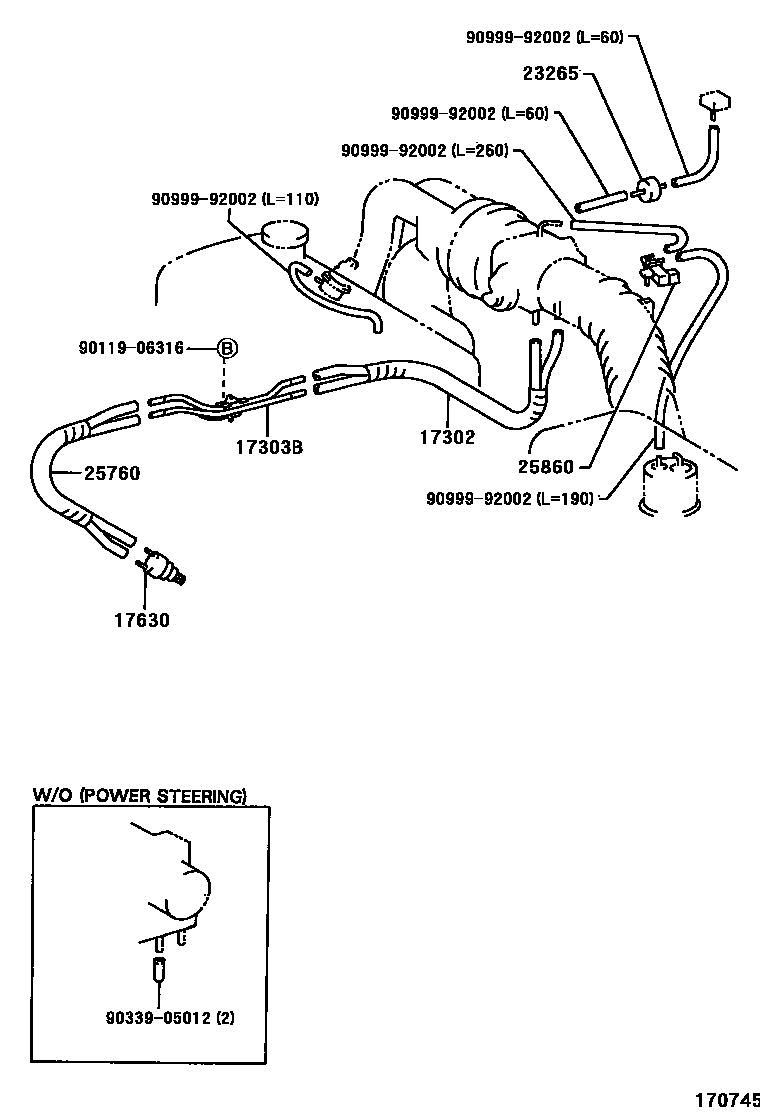 Toyota COROLLA vacuum tube EPC diagram — 170745