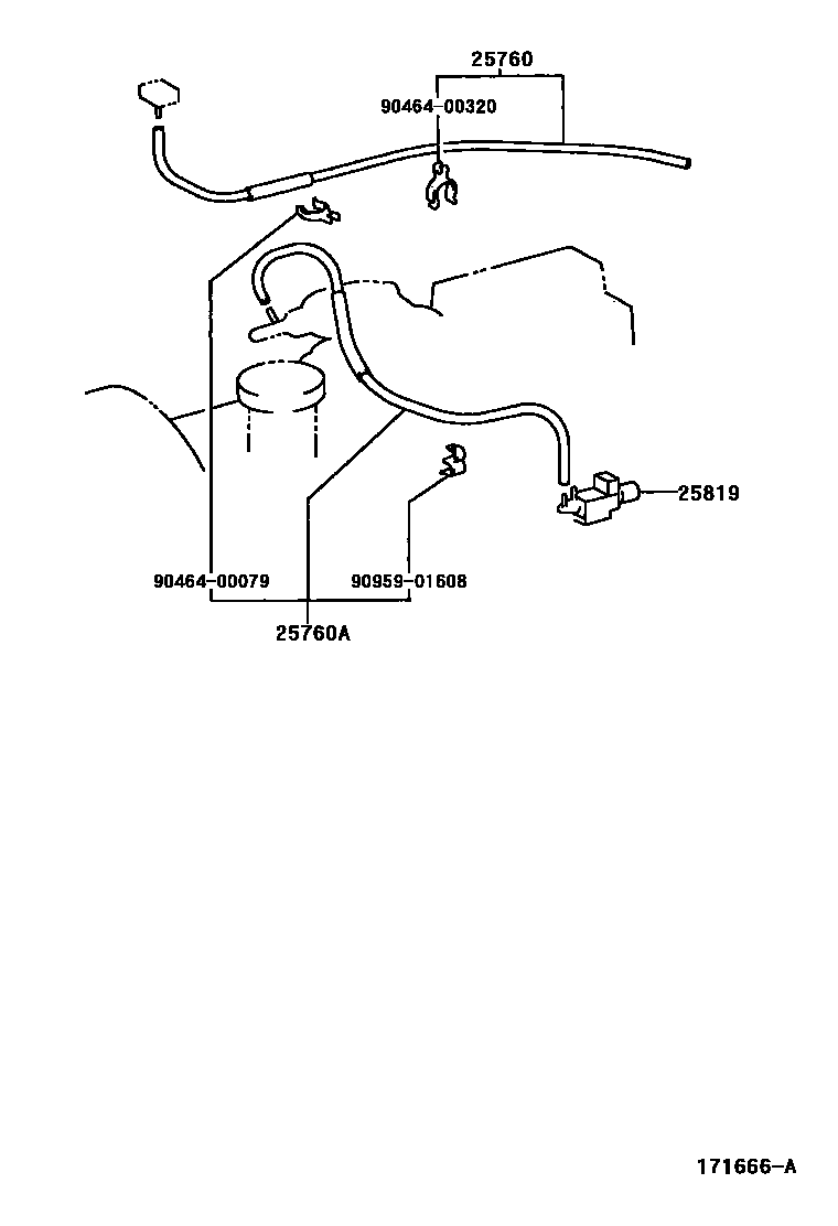 Toyota COROLLA vacuum tube EPC diagram — 171666A