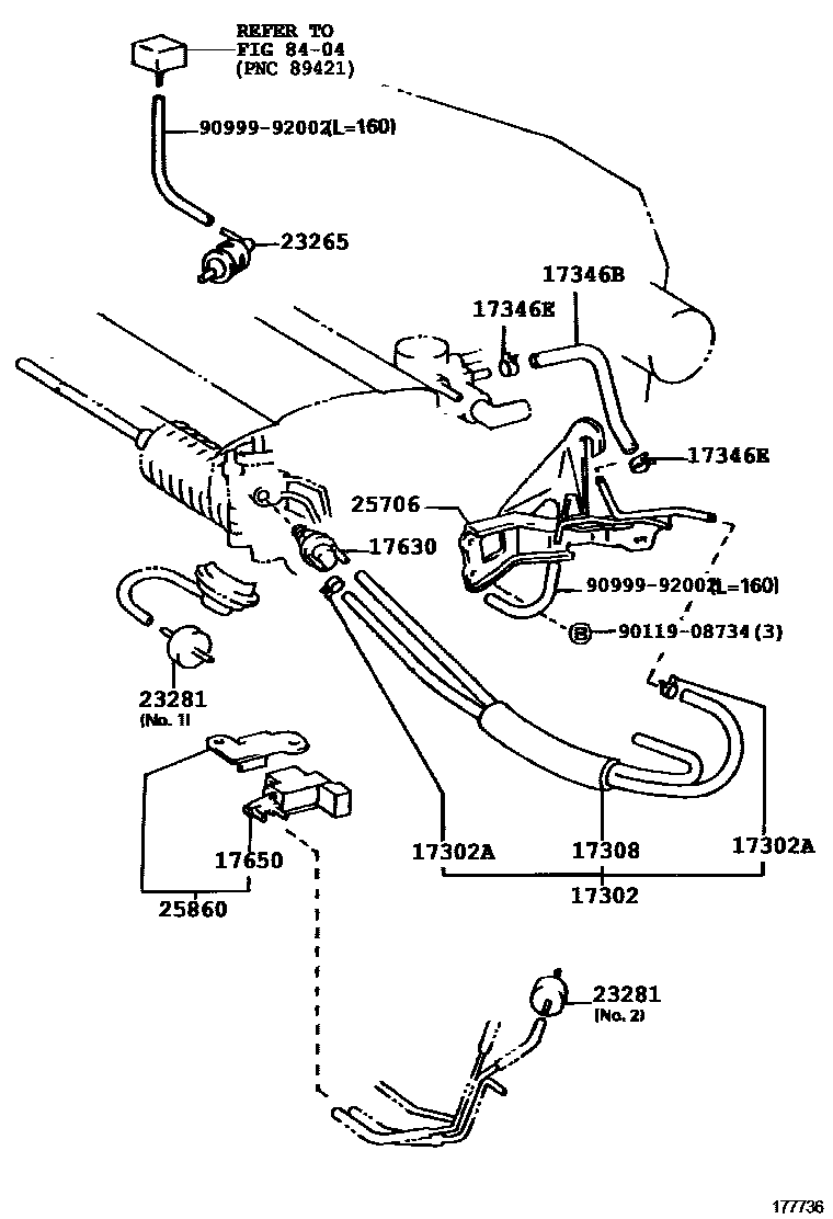 Toyota COROLLA vacuum tube EPC diagram — 177736