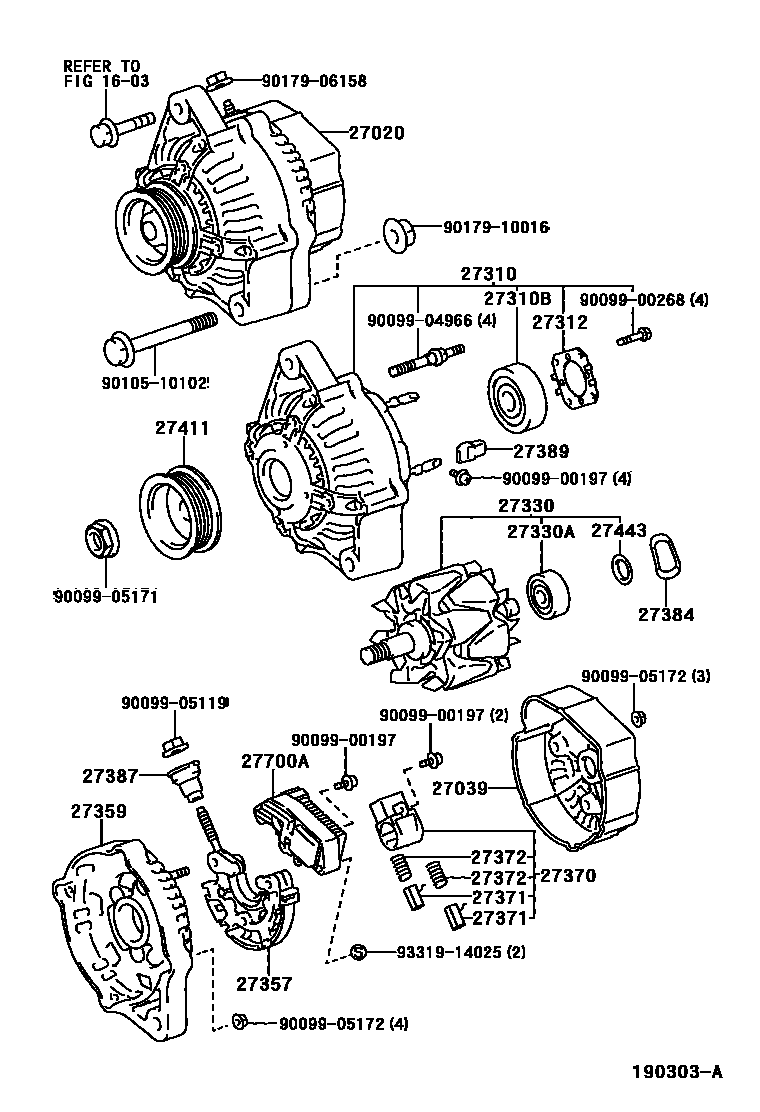 Toyota COROLLA Alternator EPC diagram — 190303A