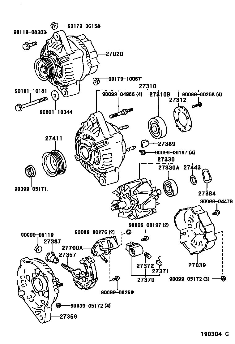 Toyota COROLLA Alternator EPC diagram — 190304C