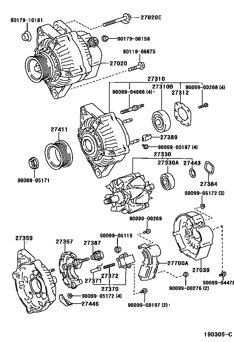 Toyota COROLLA Alternator EPC diagram — 190305C