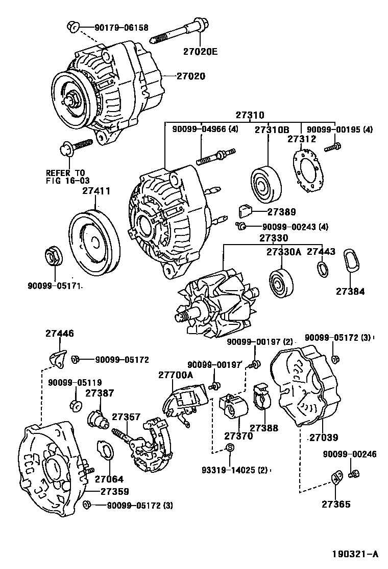 Toyota COROLLA Alternator EPC diagram — 190321A