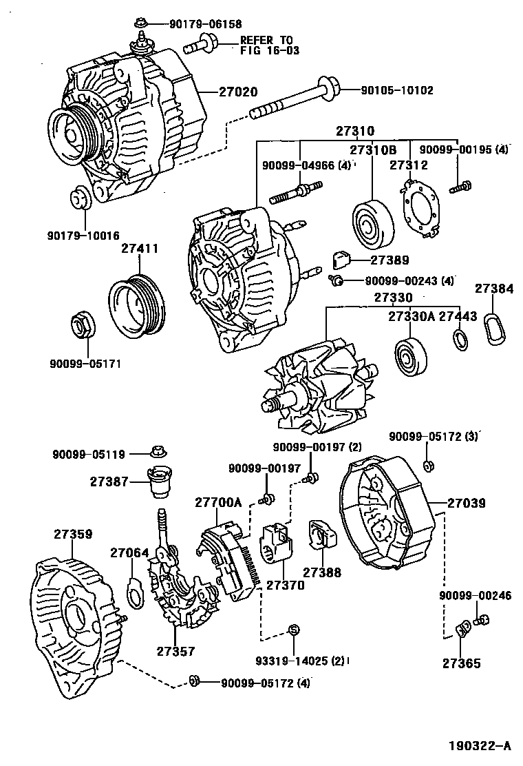 Toyota COROLLA Alternator EPC diagram — 190322A