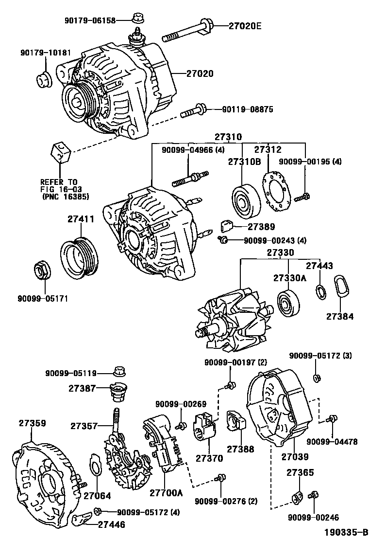 Toyota COROLLA Alternator EPC diagram — 190335B