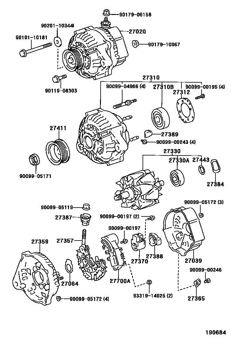 Toyota COROLLA Alternator EPC diagram — 190684