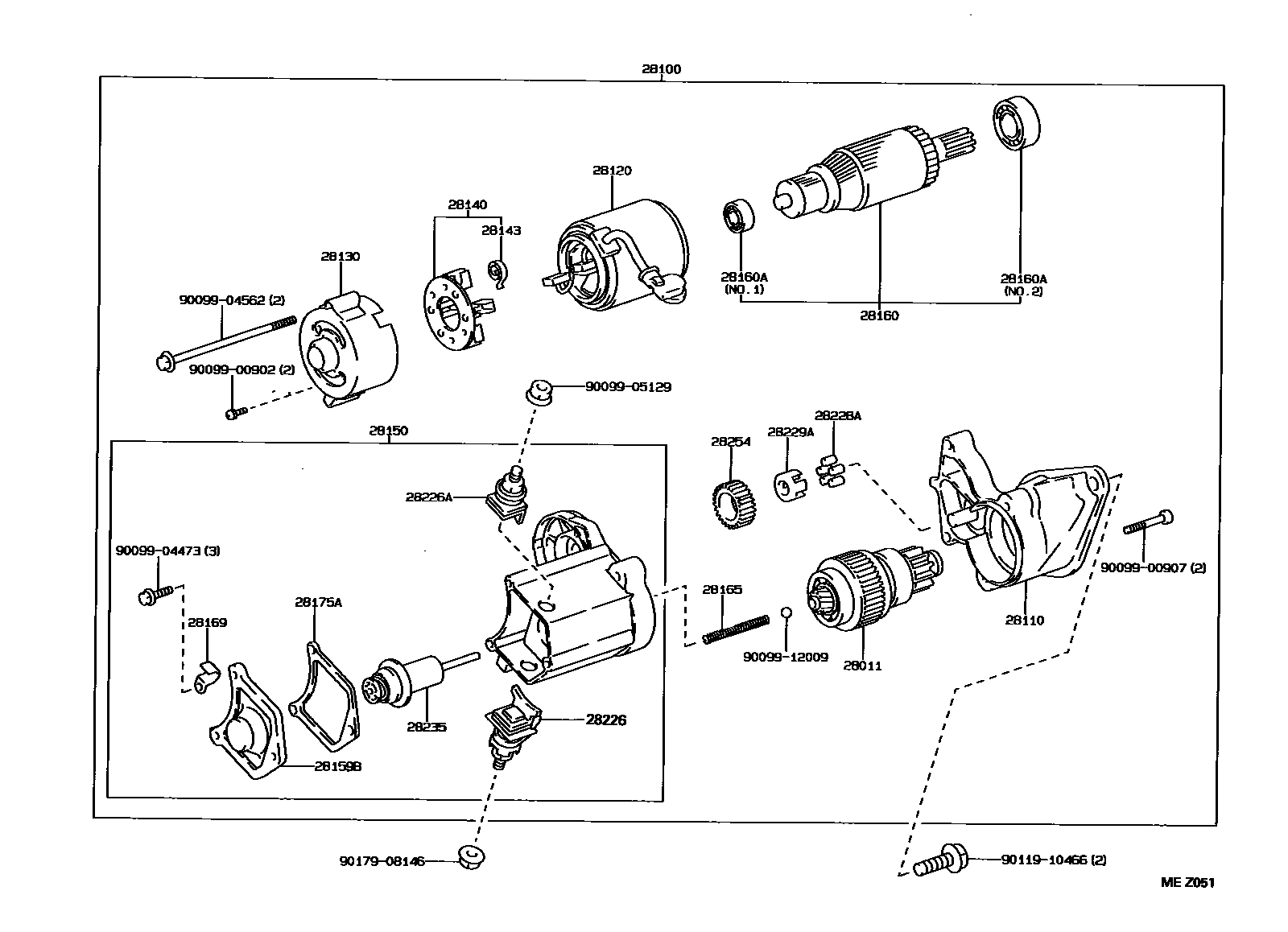 Toyota COROLLA 起动机 EPC diagram — MEZ051