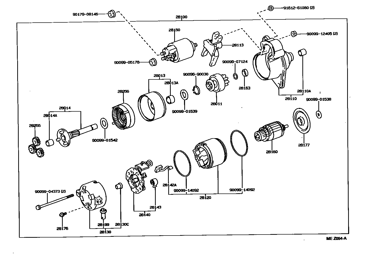 Toyota COROLLA 起动机 EPC diagram — MEZ054A