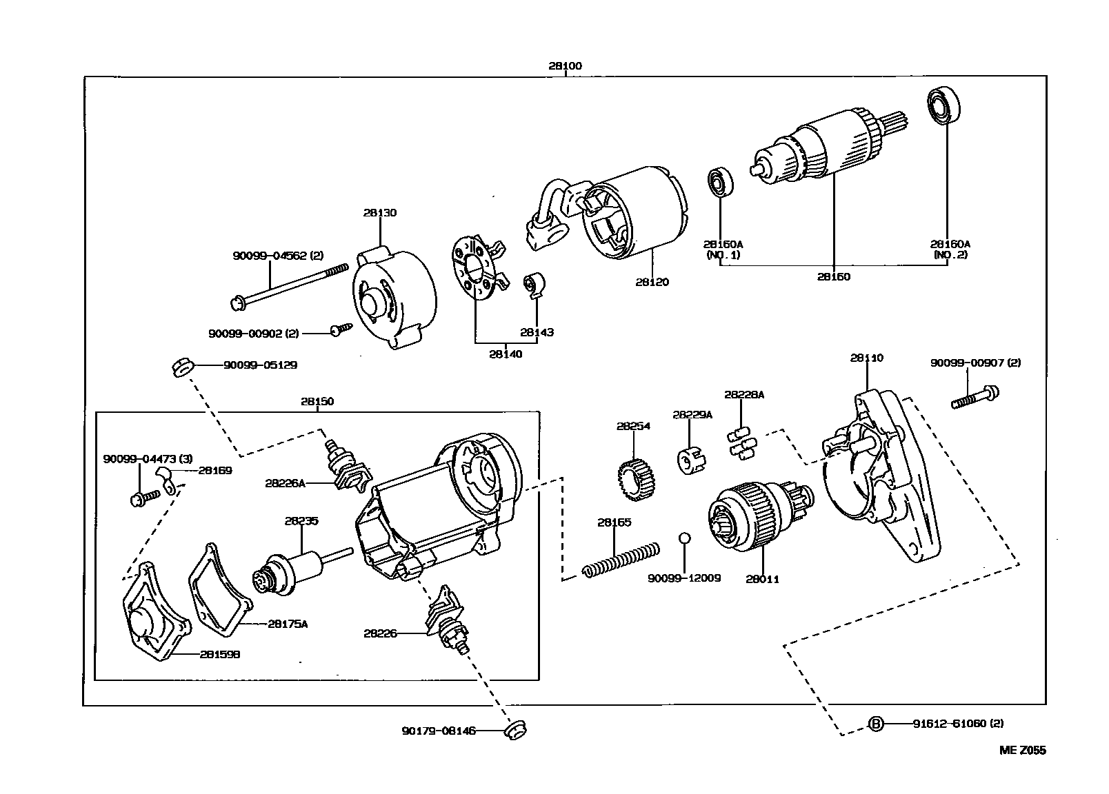 Toyota COROLLA 起动机 EPC diagram — MEZ055