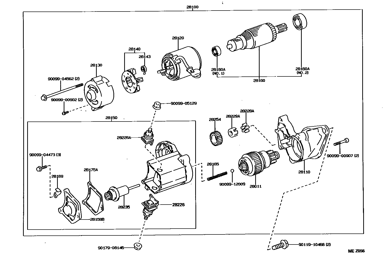Toyota COROLLA 起动机 EPC diagram — MEZ056