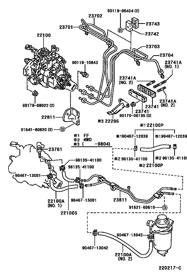 Toyota COROLLA 喷油泵总成 EPC diagram — 220217C