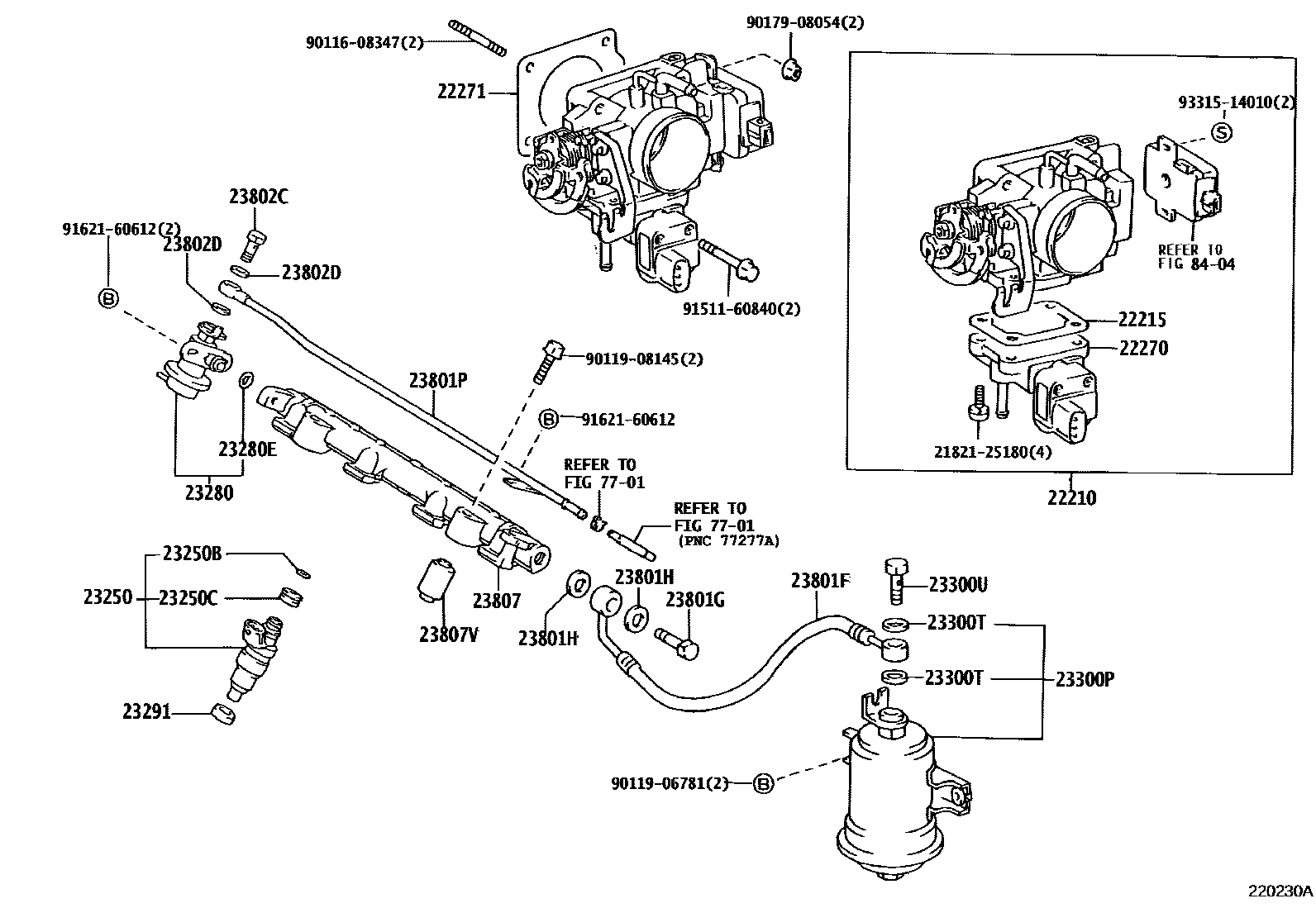 Toyota COROLLA 燃油喷射系统 EPC diagram — 220230A
