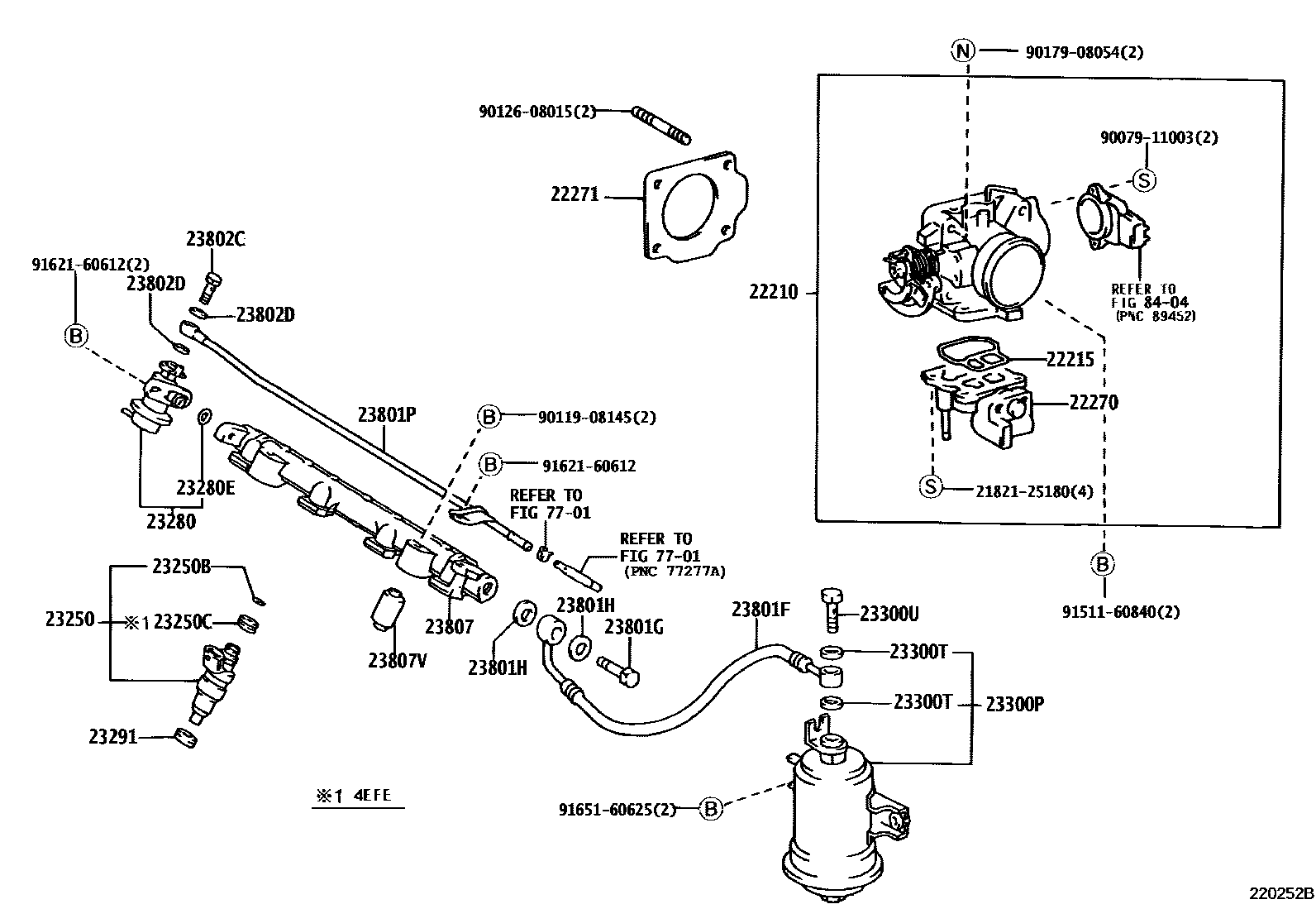 Toyota COROLLA 燃油喷射系统 EPC diagram — 220252B