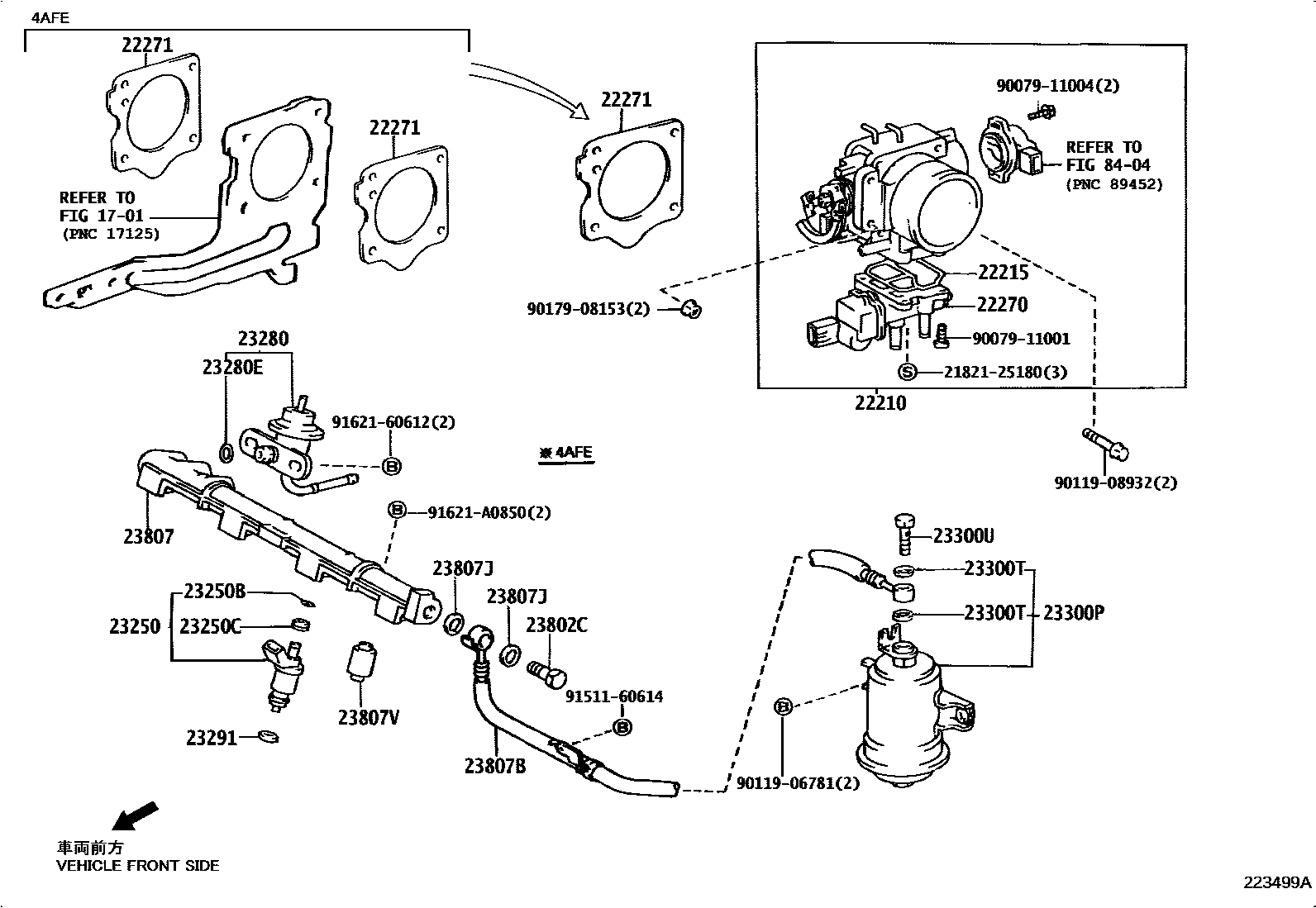 Toyota COROLLA 燃油喷射系统 EPC diagram — 223499A