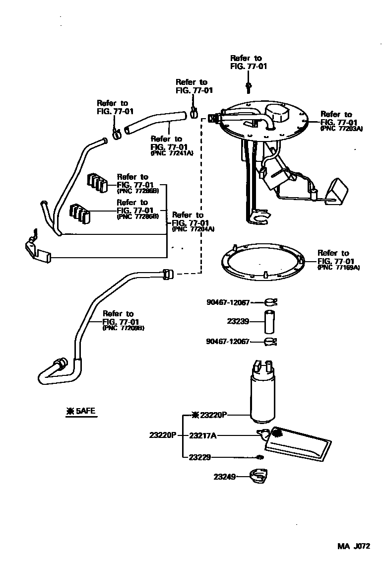 Toyota COROLLA 燃油喷射系统 EPC diagram — MAJ072
