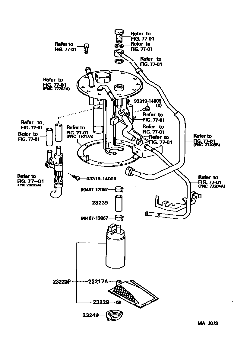 Toyota COROLLA 燃油喷射系统 EPC diagram — MAJ073
