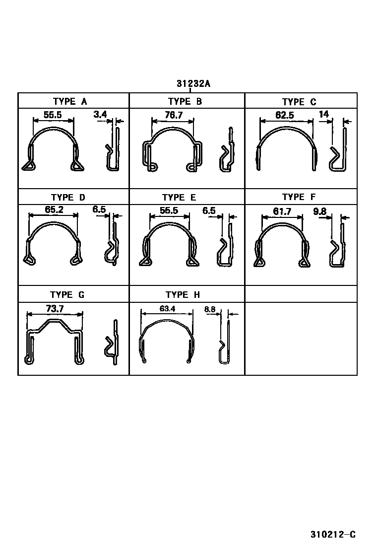 Toyota COROLLA 离合器和分离叉 EPC diagram — 310212C