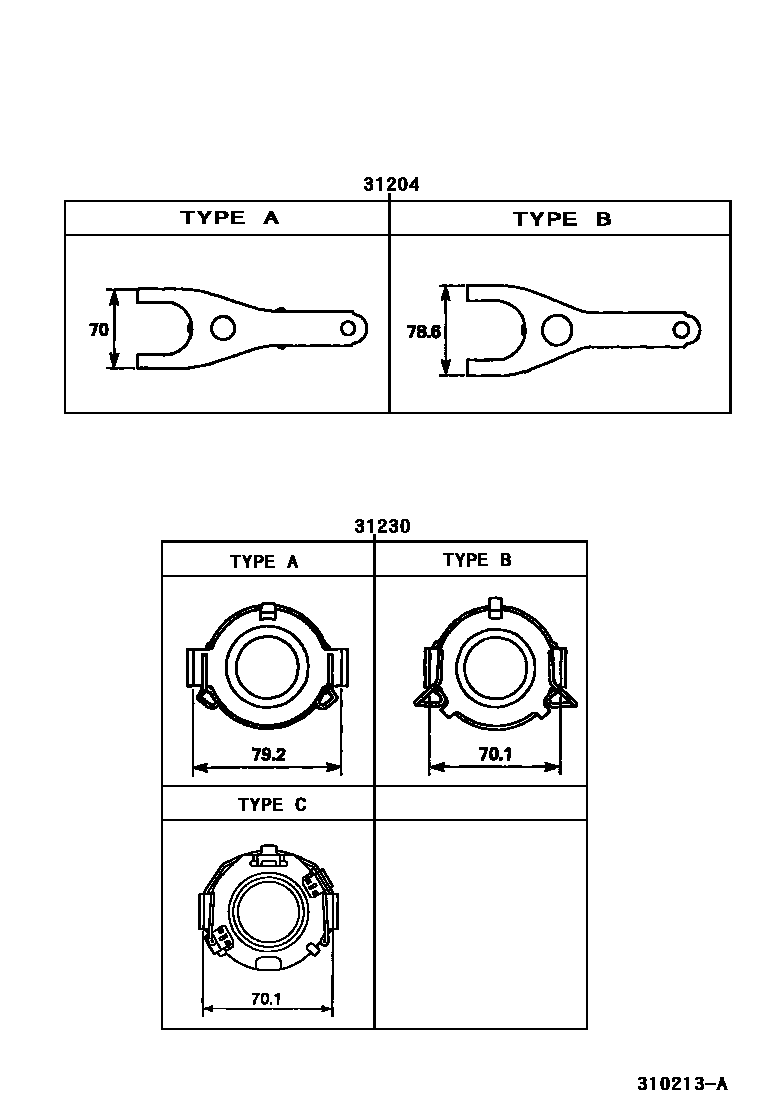 Toyota COROLLA 离合器和分离叉 EPC diagram — 310213A