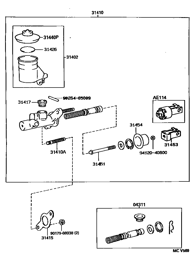 Toyota COROLLA 离合器总泵 EPC diagram — MCV569